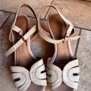 Clarks Cream Leather Slingback Sandals